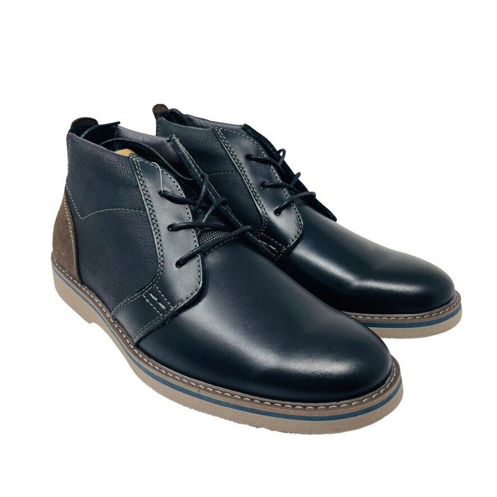 New Nunn Bush Men's Sz 7.5M Barklay Plain Toe Chukka Boot Black Brown NIB